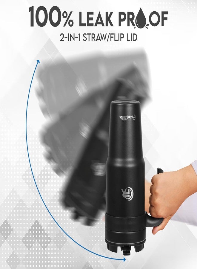 Primalite كوب بريمالايت معزول من الفولاذ المقاوم للصدأ سعة 1200 مل مع مقبض | شفاطة وغطاء قلاب 2 في 1 | زجاجة سفر سعة 40 أونصة للمشروبات الساخنة والباردة | يناسب حامل أكواب السيارة للماء والشاي المثلج والقهوة - أوتر سبيس - Image 5